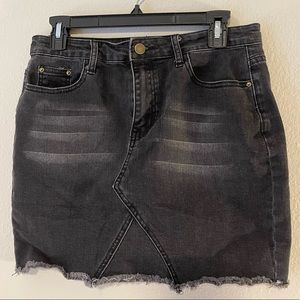 Just Quella Black Distressed Jean Skirt